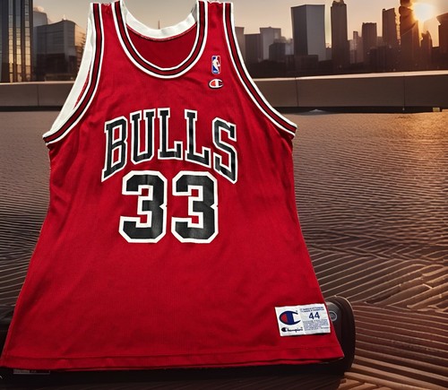 Champion NBA Chicago Bulls Scottie Pippen #33 Jersey Red/Black/White Men Size 44