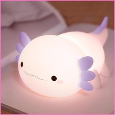 Night Light for Kids,Cute Purple Axolotl Lamp ,LED Squishy Nursery Nightlight,