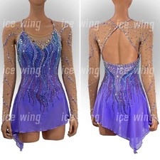 Ice Figure Skating Dress Rhythmic Gymnastics Twirling Competition purple dyeing
