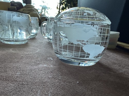 Vintage Nescafé Nestlé World Globe Glass Set  1970s/80s Promotional Coffee Set - Picture 2 of 6