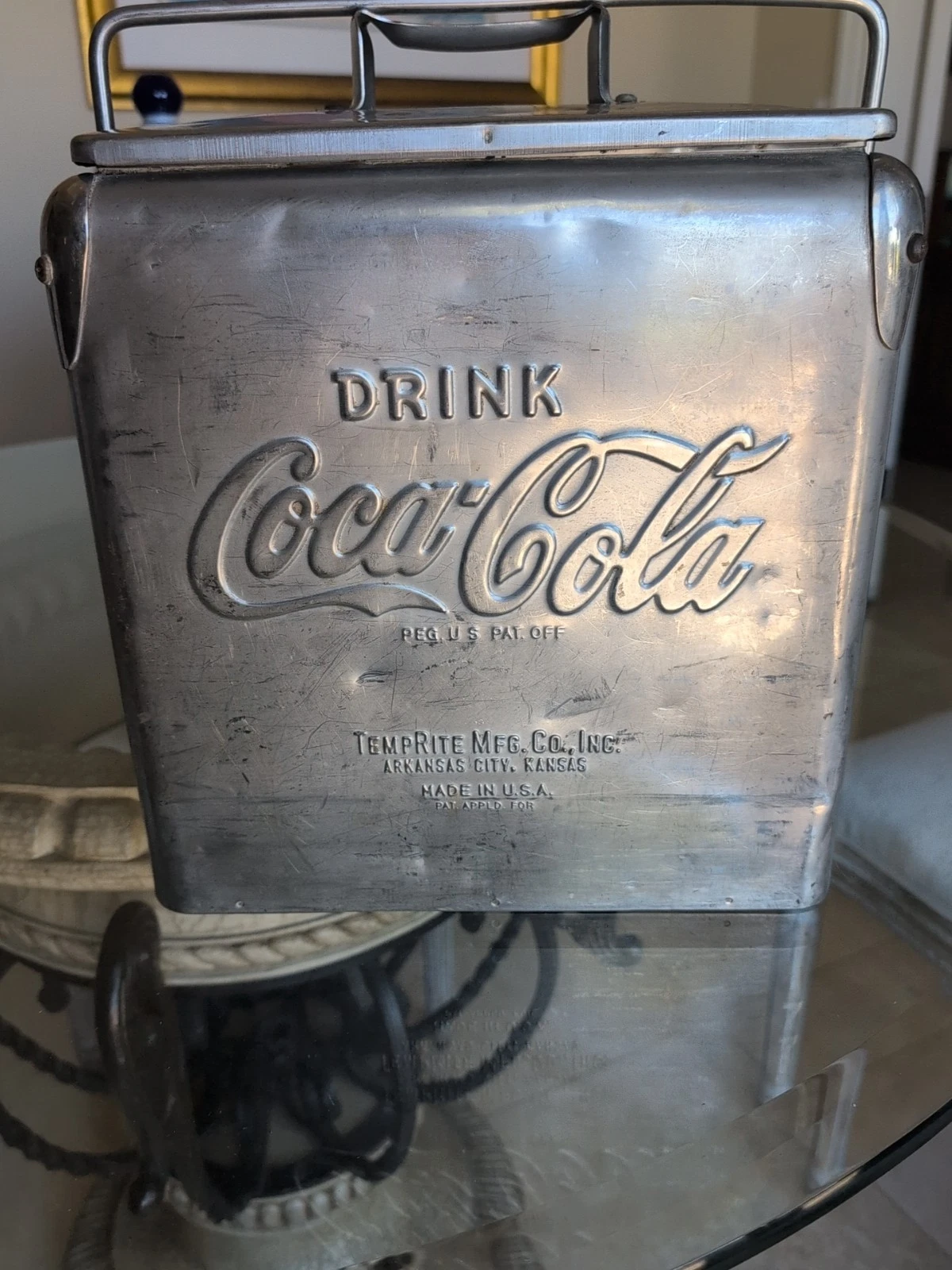 Rare 1950 Vintage Coca Cola Aluminum TempRite 6 Pack Cooler Arkansas City Ks