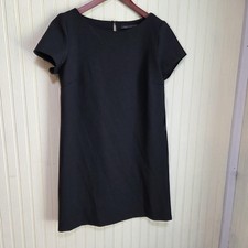 ZARA WOMAN Dress Womens Small Black Solid Short Sleeve Round Neck Shift Short