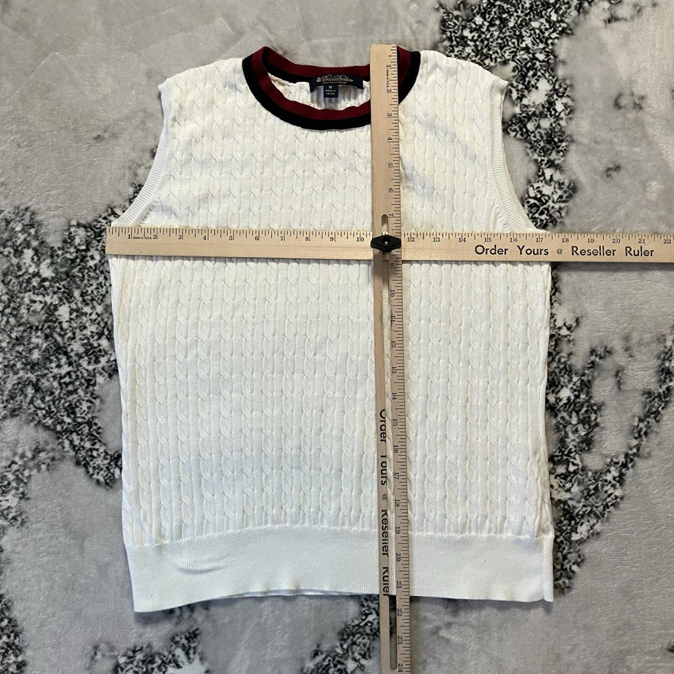 Brooks Brothers Sweater Womens Size Medium White Cable Knit Vest Old Money - Image 2 of 4