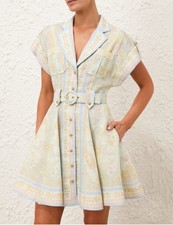 NEW W/TAGS ZIMMERMANN Acacia Linen Mini Shirt Dress Size 4 Aus 14-16 US 10-12