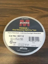 MORRIS Premium+ Vinyl Electrical Splicing Tape - White 3/4" x 66’ NEW - 60112
