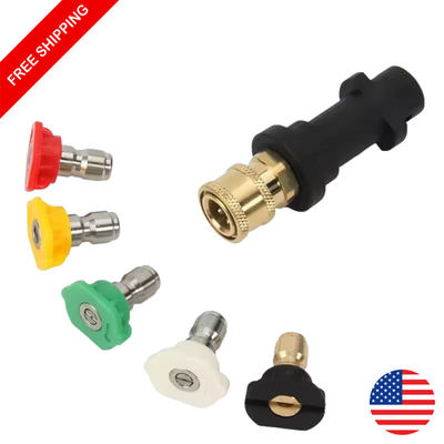 #ad #ad K2–K7 Pressure Washer Adapter Kit w Foam Cannon amp; 5 Color Nozzles Quick Connect $19.95