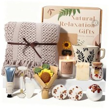 Get Well Soon Gifts Baskets for Women - Self Care Spa Care Package w/Blanket,