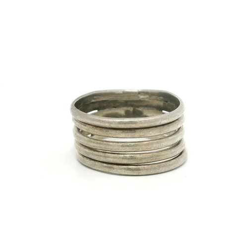 Handgefertigter mexikanischer Bandring Sterlingsilber 5-reihig Stapeldesign Größe 8