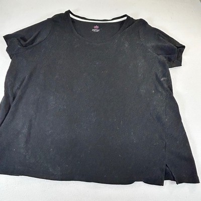 Isaac Mizrahi Live Essentials Black Pima Cotton Tee Shirt Womens 3X A395253