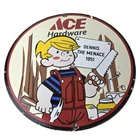 Vintage Ace Hardware Sign - Dennis the Menace Gas Pump Porcelain Sign