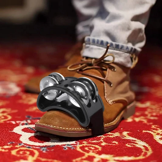 Fuß-Tamburin mit Metallklammern – Tamburin-Schuhe für Gitarre, Party und Fußschl - Bild 4 von 4
