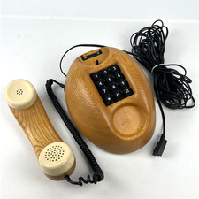Fernsig DFeAp Oslo Tastentelefon Holztelefon Elefantenfuß Vintage 1980er Jahre