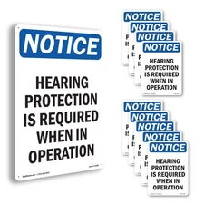 Hearing Protection Is Required OSHA Notice Sign Metal,, Decal 5 or 10 Pack