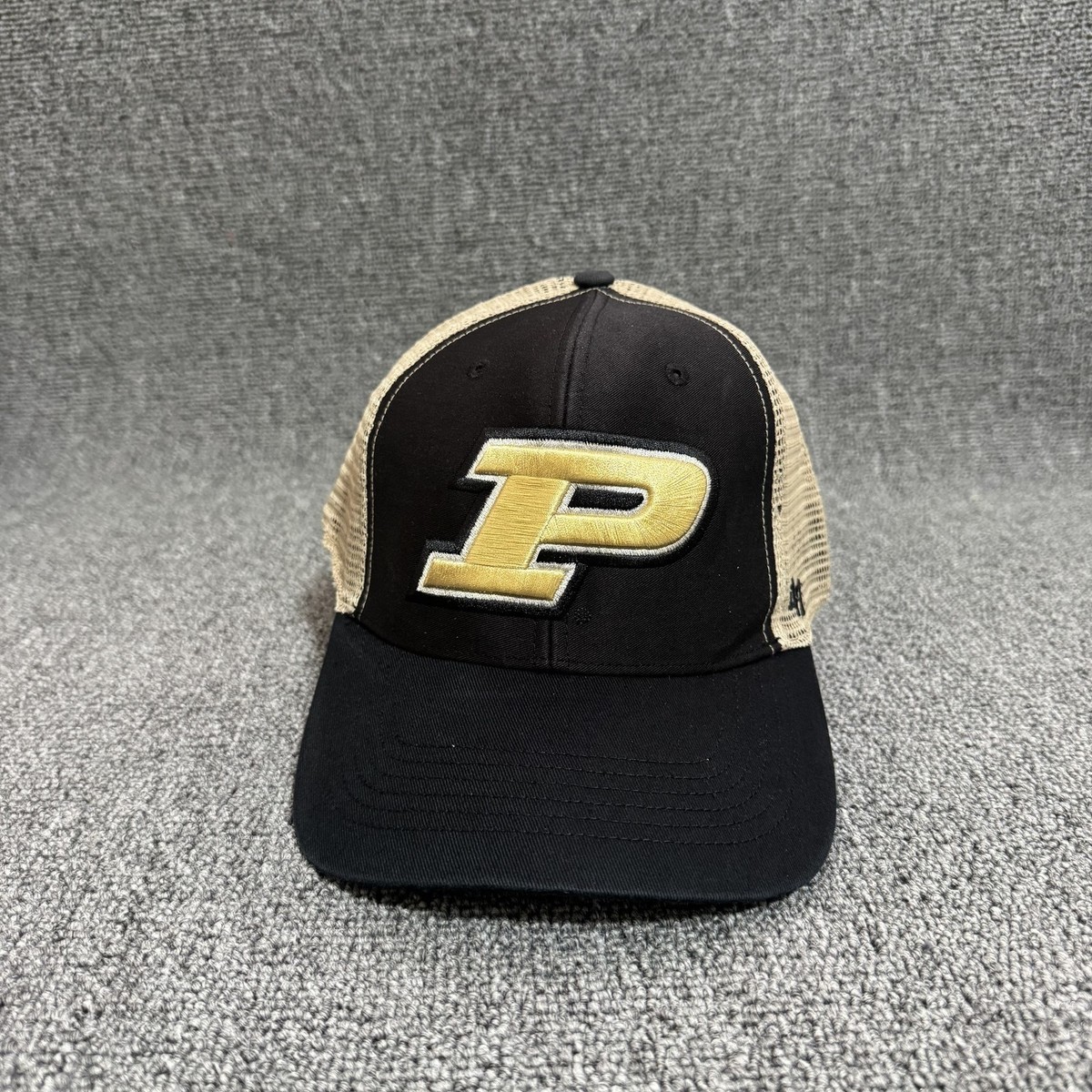 '47 Brand Purdue Boilermakers Trucker Snapback Black Tan Hat NCAA