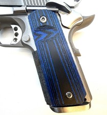 1911 Grips Full Size Ambi Safety Cut Black/Blue Laminate-Made In USA!