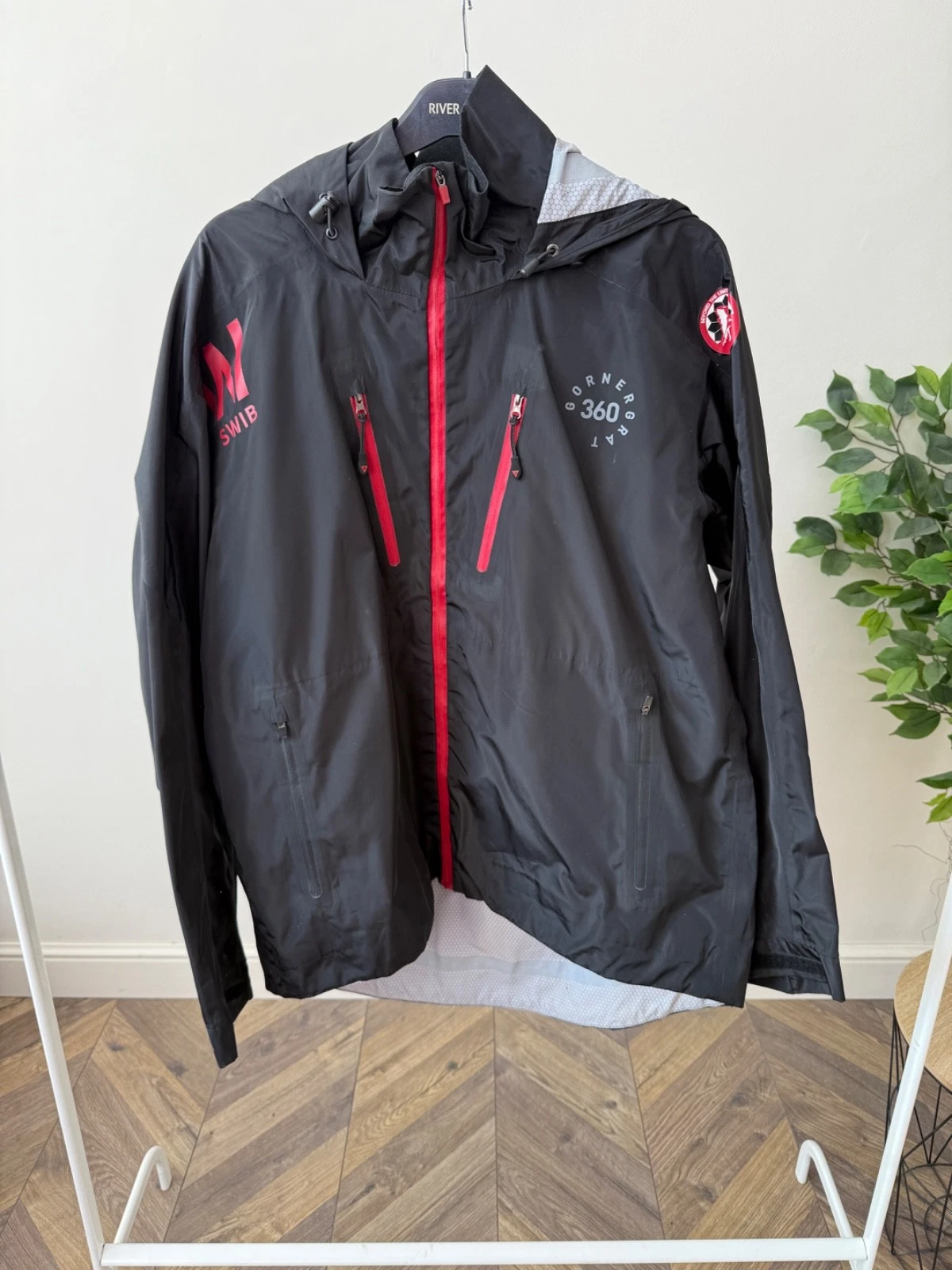 Vintage SWIB Gornergrat 360 Jacket XXL Black Red Hooded Waterproof Outdoor
