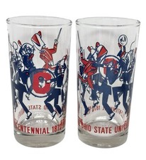 Set of 2 Vintage 1970 Ohio State University OSU Buckeyes Highball Glasses