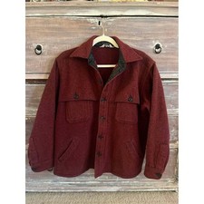 Vintage 70s Woolrich Wool Mackinaw Cruiser Shirt Jacket XL Red Heavyweight CPO