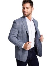 Michael Kors Mens Modern-Fit Plaid Sport Coat 36 Regular Grey - NWT 295
