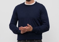 Brunello Cucinelli Men's Blue Cashmere and Wool Sweater Size 50