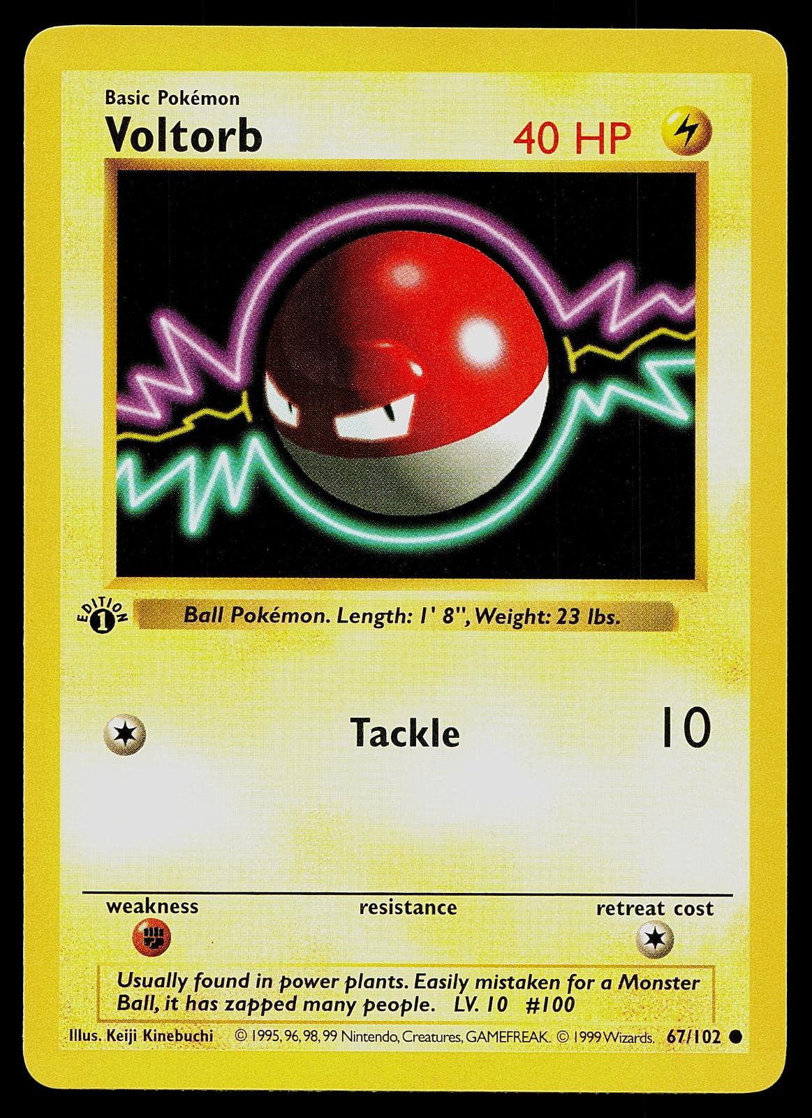 Pokemon Card - Voltorb Base Set Shadowless 67/102 1st Edition Common