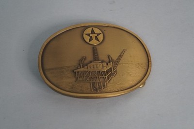 Vintage NOS Texaco Offshore Oil Derrick Platform Belt Buckle Brass Gas