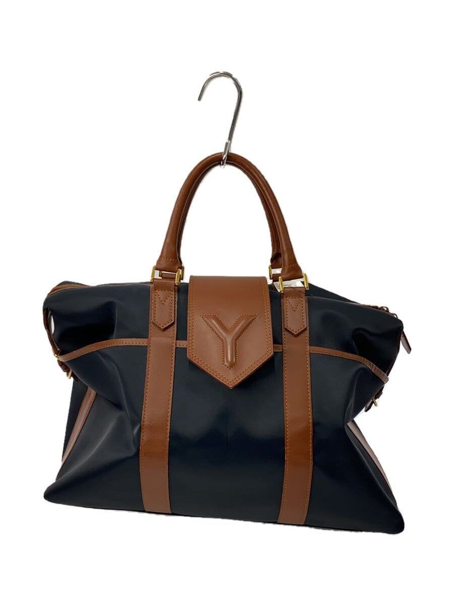 Borsa YVES SAINT LAURENT Boston quadrata con tracolla nera marrone bicolore usata