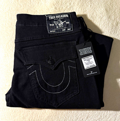 True Religion Men s Relaxed Straight Rinse Black Denim Jeans Mid Rise NWT