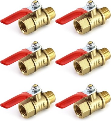 Ball Valve, 6 Pack 1/4'' Heavy Duty Brass Ball Valve Shut off Switch, 1/4'' Male X