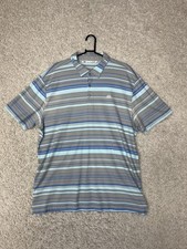 Travis Mathew Polo Shirt Mens XL Blue Gray Striped Golf Pima Cotton Performance