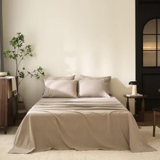100 Cotton Queen Bedding Set 6-Piece Soft Breathable Sheets Deep Pocket Mocha