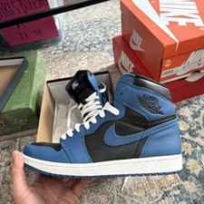 Nike Air Jordan 1 Retro High OG Dark Marina Blue Leather Sneaker 555088-404 Men  