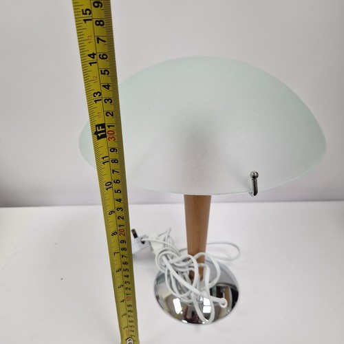 Lampada vintage Ikea KVINTOL legno faggio vetro cromato art deco fungo lampada da tavolo - Foto 13 di 14