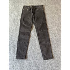 AllSaints Biker Slim Moto Jeans Washed Black Ribbed Knee Size 28