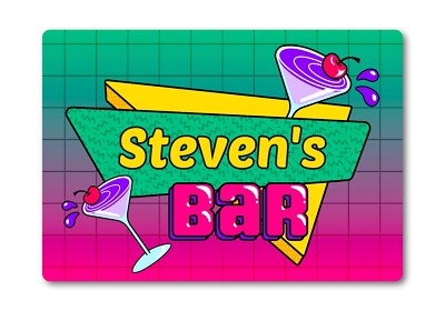 Personalisiertes 90er Jahre Stil Metall Cocktail Bar Schild. Home Man Höhle Pub Rave