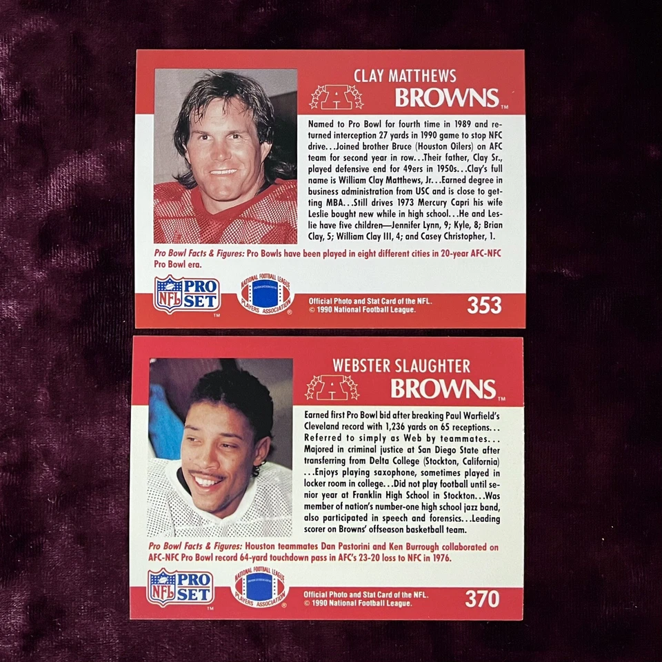 Webster Slaughter 1990 All-Pro Bowl Set #370 Cleveland Browns Dawg Pound Legends - Image 2 of 3