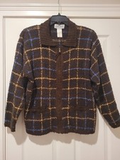 VINTAGE 80s JANTZEN BOUCEL KNIT CARDIGAN SWEATER WOMENS SIZE L