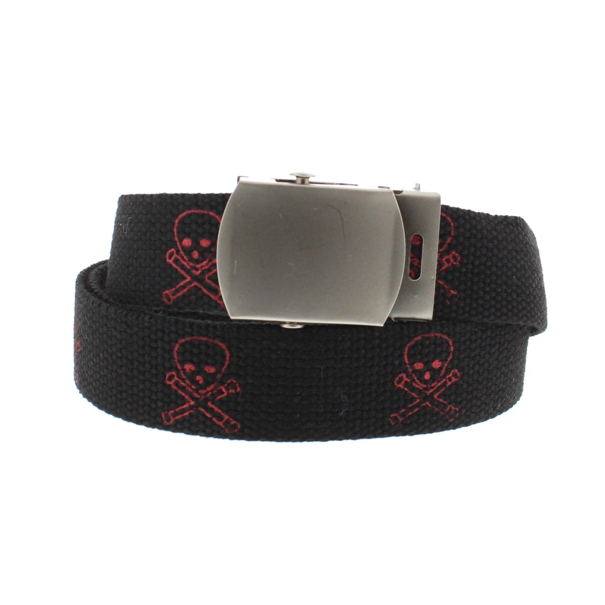 Skull Graffiti Canvas Strap Belt With Bottle Opener Buckle - Black, One Size For Men/Women