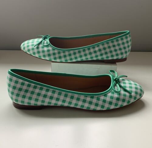 *NWOT* Women’s size 9 J.Crew green gingham slip on ballet flats shoes