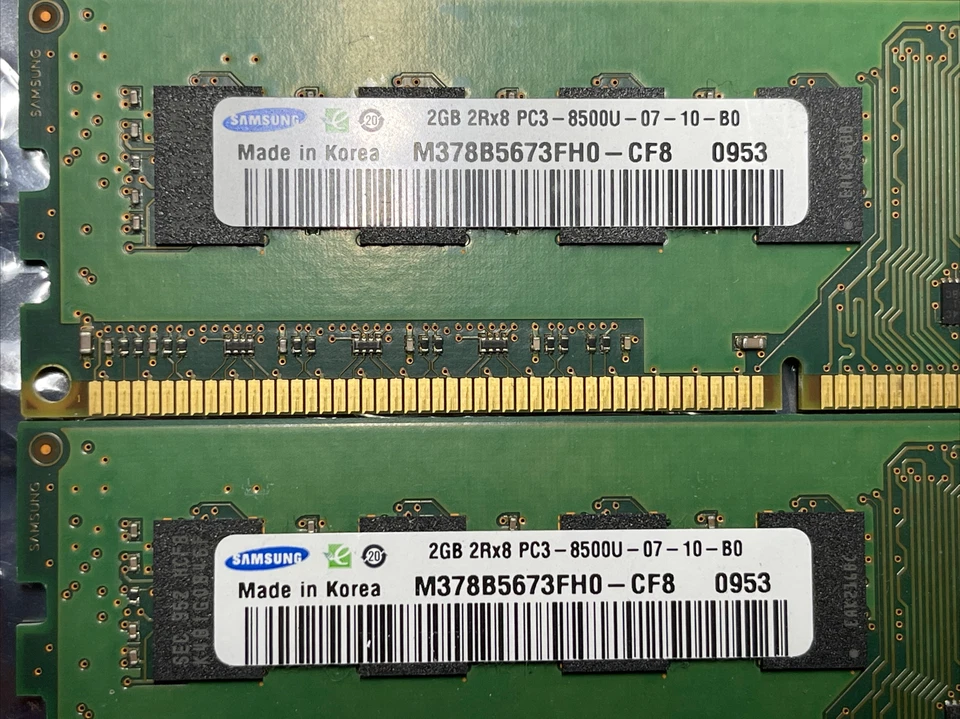Samsung 6GB (3x2GB) DDR3 1333Mhz PC3-10600U Memory  M378B5673FH0-CH9 018 - Image 2 of 3