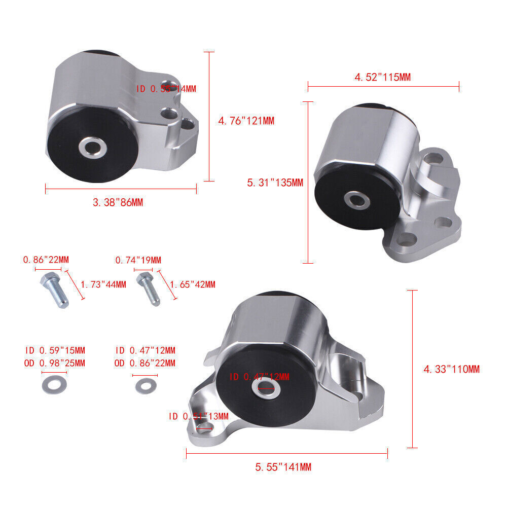 Rev9 Billet Engine Motor mount 75A for Civic 92-95 Integra 94-01 D16 B16 B18 B20