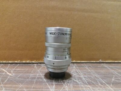 Vtg Zunow Wide Cine Photography Lens Silver F=6.5MM Japan #12293