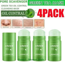 4Pcs Green Tea Pack Stick Facial Cleansing Oil Acne Blackhead Control Deep Clean