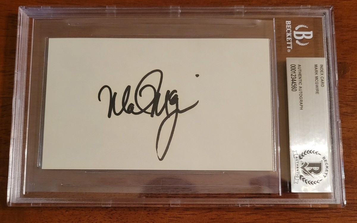 Mark McGwire Signed 3x5 Index Card Beckett Oakland A