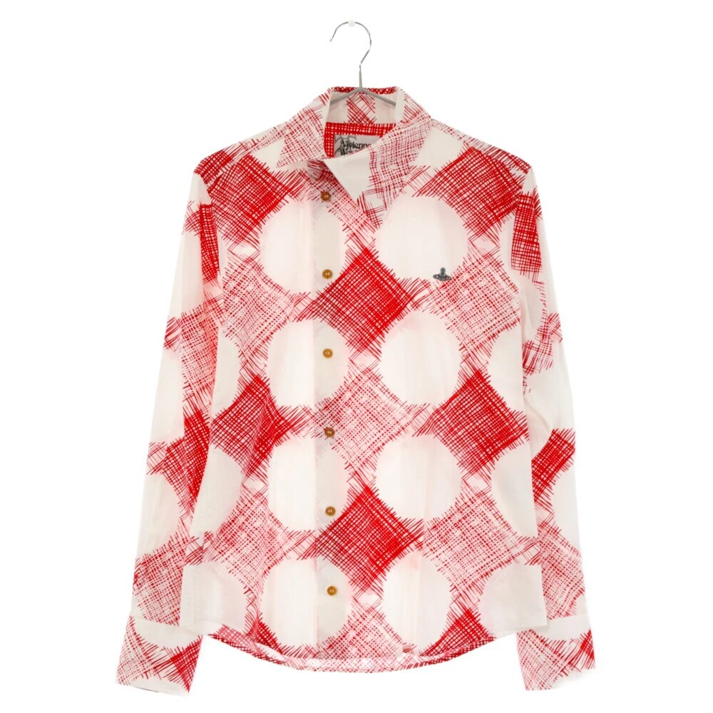Vivienne Westwood Man Size 44 Check Design Long Shirt White/Red Vw-Wr-782
