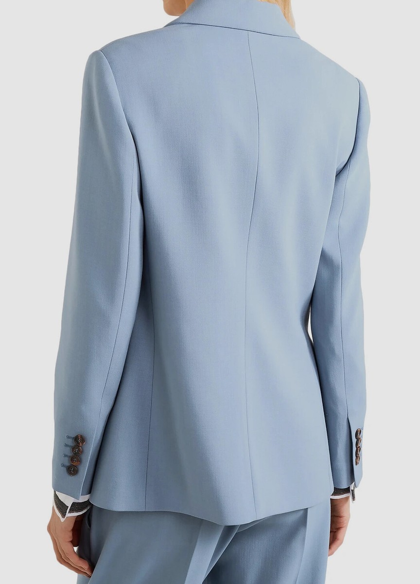ジャケット BRUNELLO CUCINELLI Blazer Sparkling Light Blue $5995 Brunello Cucinelli Women Blue Double Breasted Suit