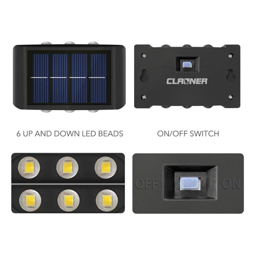 4/6/8/10 LED Solar Wall Light Wall Washer Waterproof Garden Fence Doorway Light - Foto 11 di 26
