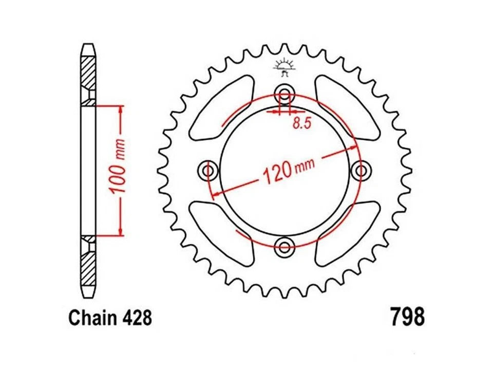 JT Pignon Acier Compatible À Yamaha YZ 80 85 ab93 Suzuki RM ab82 Noir 52 - Photo 1/1