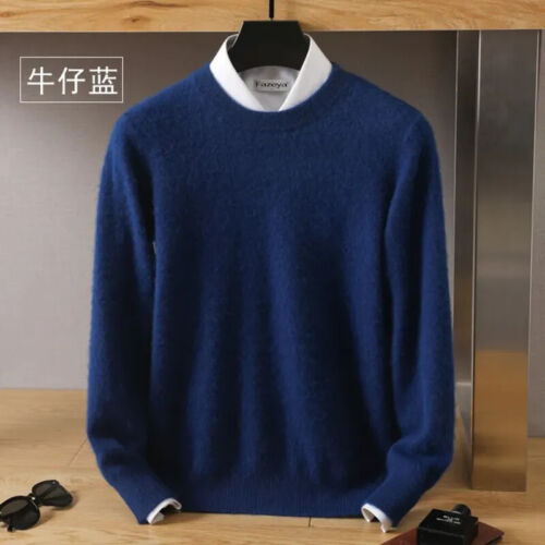 Herren 100% reiner Nerz Kaschmir Pullover O-Ausschnitt Pulli Strickpullover Herbst - Bild 20 von 27