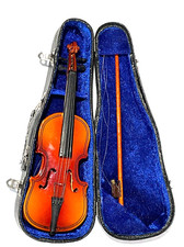 Wooden Miniature " Violin with Case, Mini Adjustable Musical Instrument.